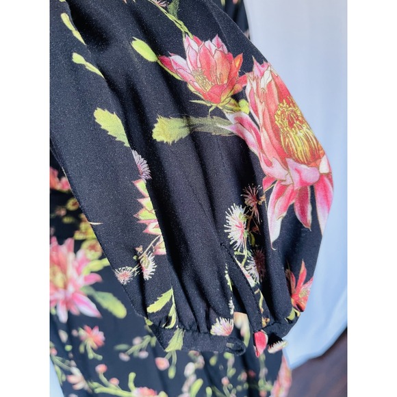 RACHEL ZOE Women Longsleeve V-Neck Floral Mini Dress Size 2 - Picture 10 of 12